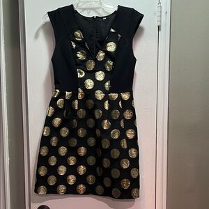 Black and Gold Polka Dot Cocktail Dress